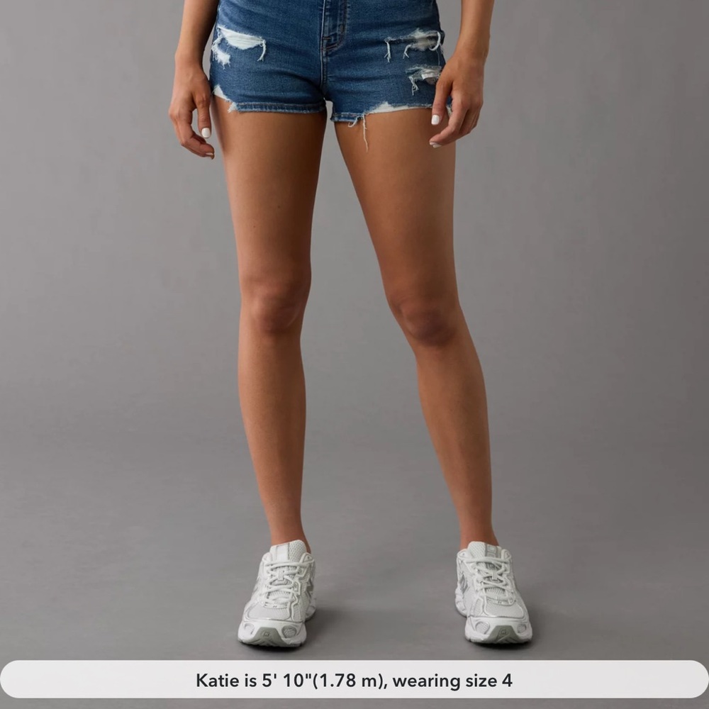 AE Next Level Patched Super High-Waisted Denim Short Short